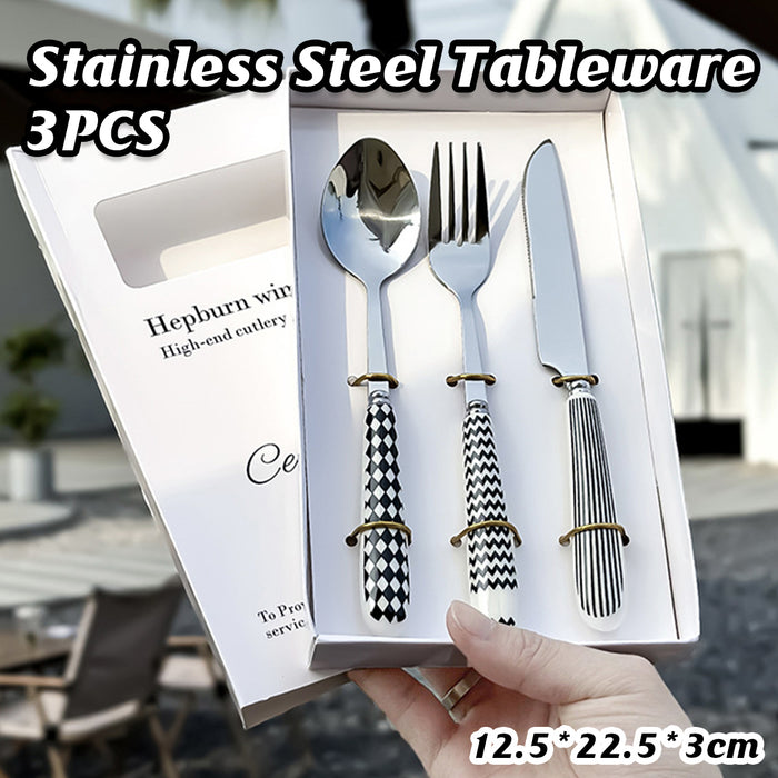 3 Pcs Stainless Steel Cutlery Set with Ceramic Handles