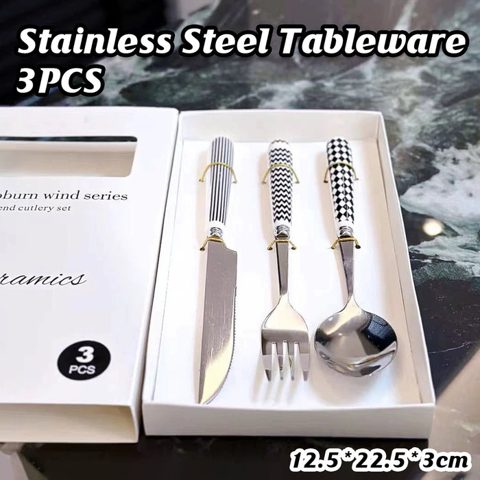 3 Pcs Stainless Steel Cutlery Set with Ceramic Handles