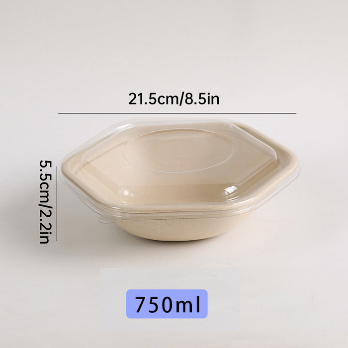 50Pcs Eco Hexagonal Biodegradable Salad Bowls Natural Pulp Food Containers
