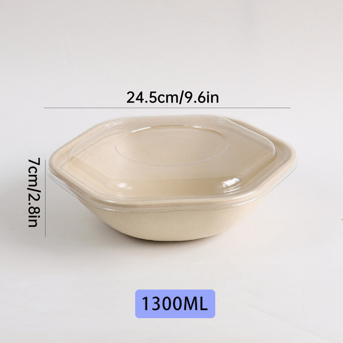 50Pcs Eco Hexagonal Biodegradable Salad Bowls Natural Pulp Food Containers
