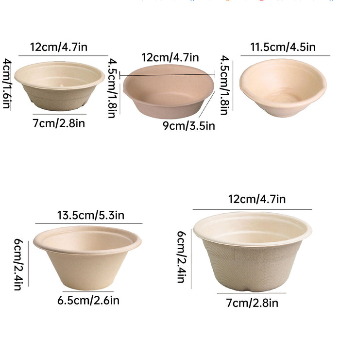 100Pcs Disposable Pulp Bowls with Chopsticks – Eco-Friendly Tableware Set