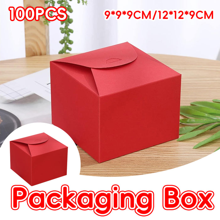 100 Pcs Square Kraft Paper Pastry Box for Cake Dessert 2 Sizes