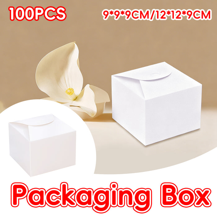 100 Pcs Square Kraft Paper Pastry Box for Cake Dessert 2 Sizes