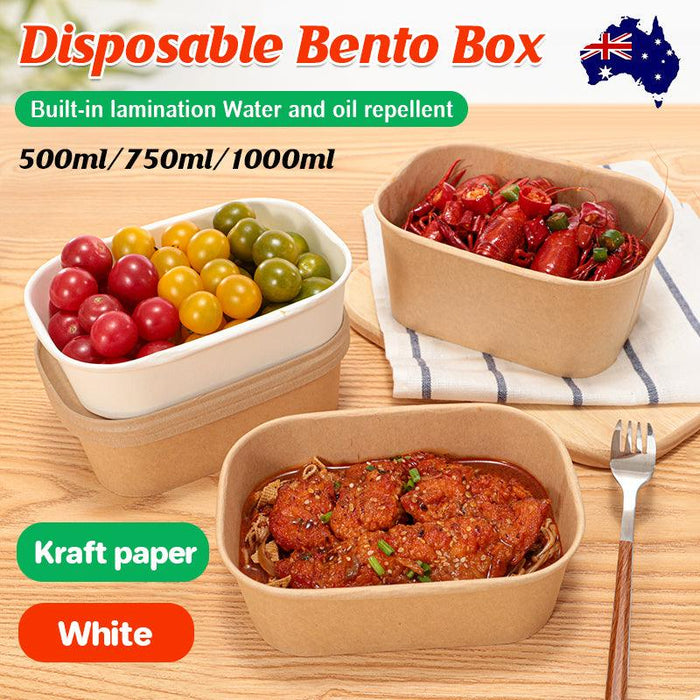 300 Pcs Disposable Kraft Paper Bowl with Lid and Leak-Proof for Hot Food