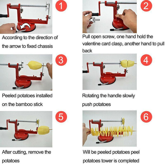 Manual Potato Spiral Slicer Alloy Vegetable Cutter with Suction Base