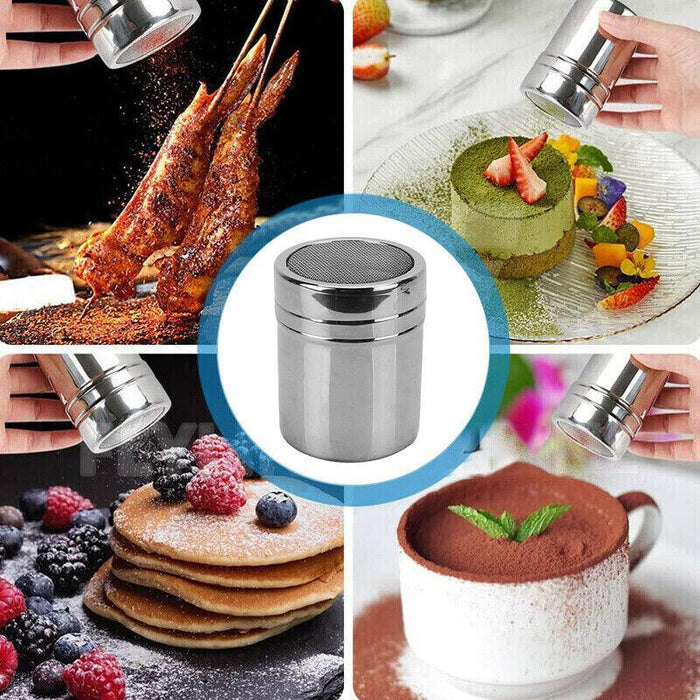 Stainless Steel Coffee Cocoa Sugar Shaker Duster for Bakery and Café