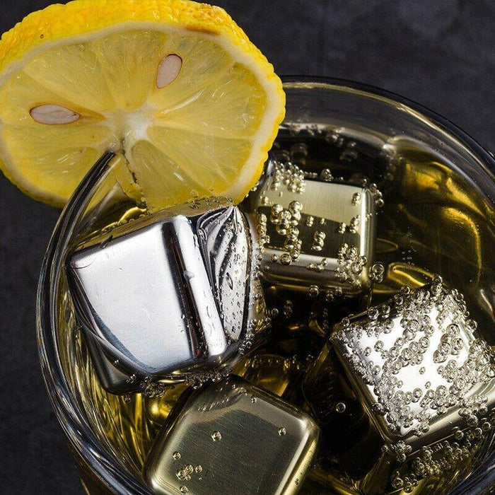 8 Pcs Stainless Steel Whiskey Stones, Rounded Corners