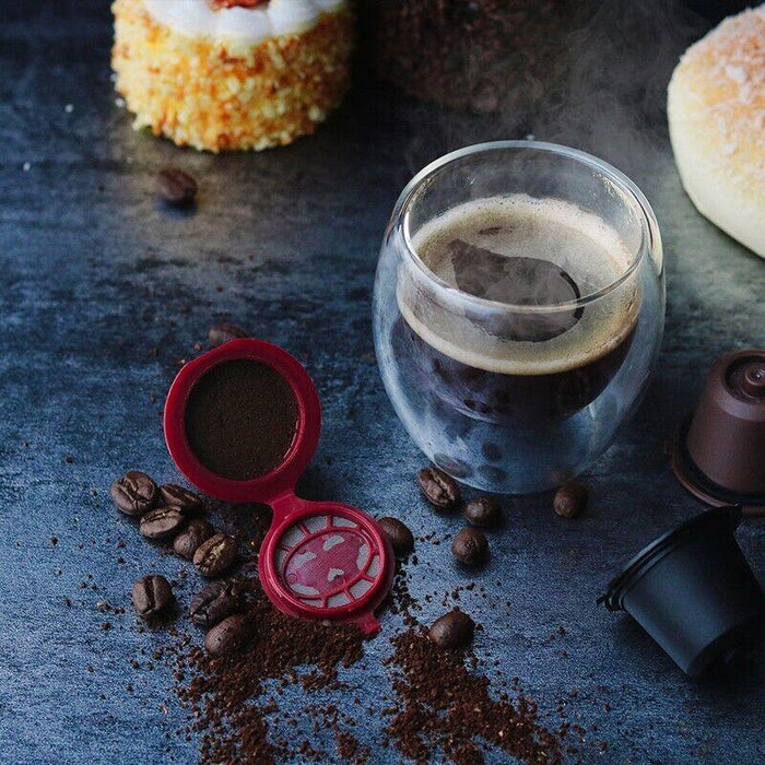 6 Pcs Reusable Coffee Capsule Pods for Nespresso Machine with Spoon and Brush