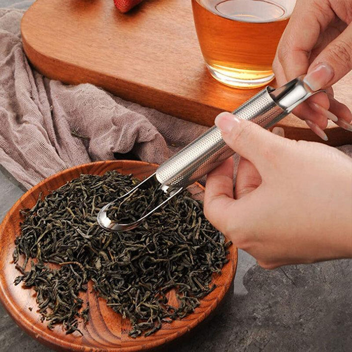 Stainless Steel Tea Infuser with Drip Tray Pipe Shape Silver