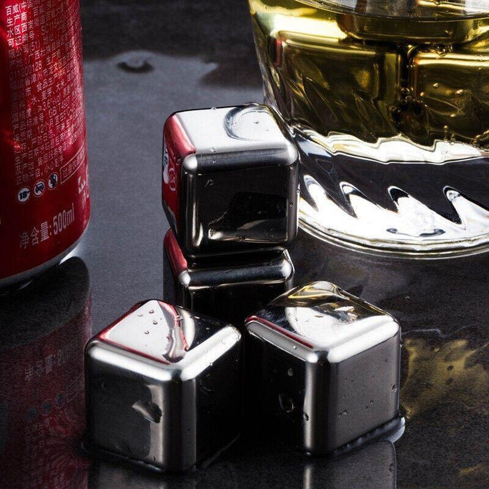 8 Pcs Stainless Steel Whiskey Stones, Rounded Corners
