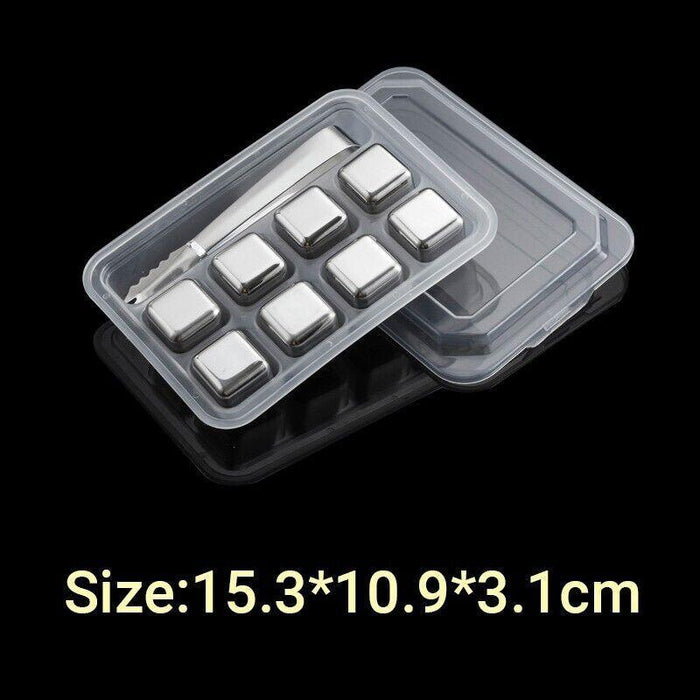 8 Pcs Stainless Steel Whiskey Stones, Rounded Corners