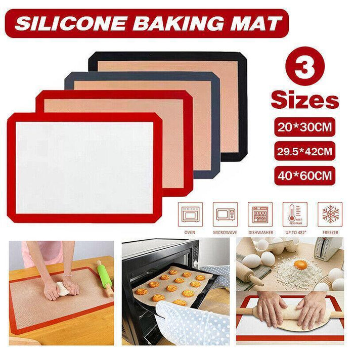 Non-Stick Silicone Baking Mat, Reusable Cookie Pad, Rolling Dough Mat
