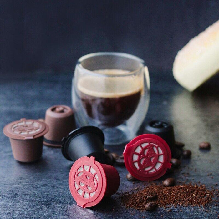 6 Pcs Reusable Coffee Capsule Pods for Nespresso Machine with Spoon and Brush