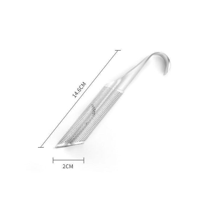 Stainless Steel Tea Infuser with Drip Tray Pipe Shape Silver