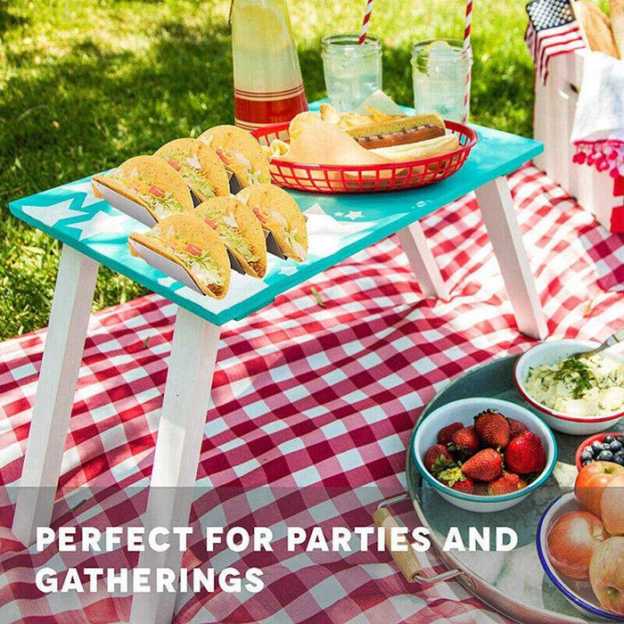 Stainless Steel Taco Holder 3 Compartments Silver with Handles