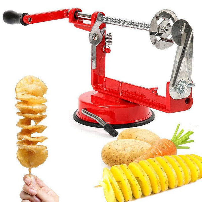 Manual Potato Spiral Slicer Alloy Vegetable Cutter with Suction Base