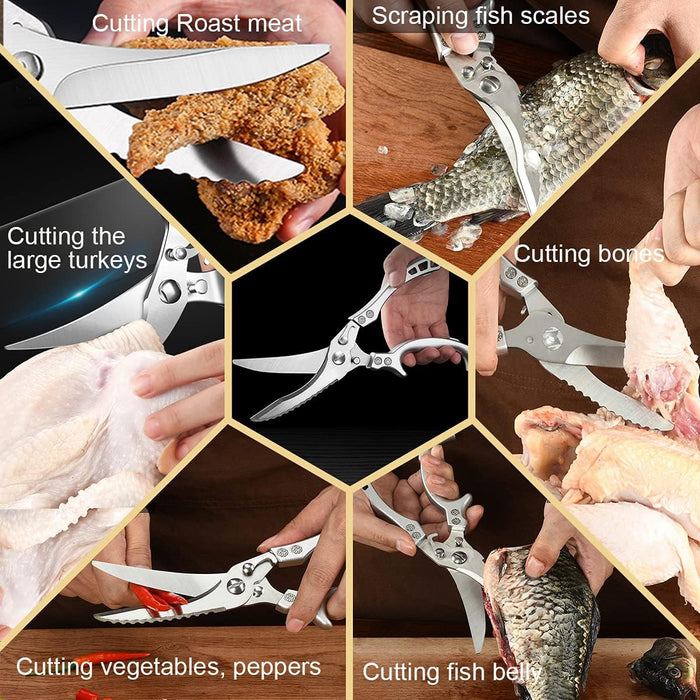 Stainless Steel Kitchen Scissors Multipurpose Ergonomic Design with Cover
