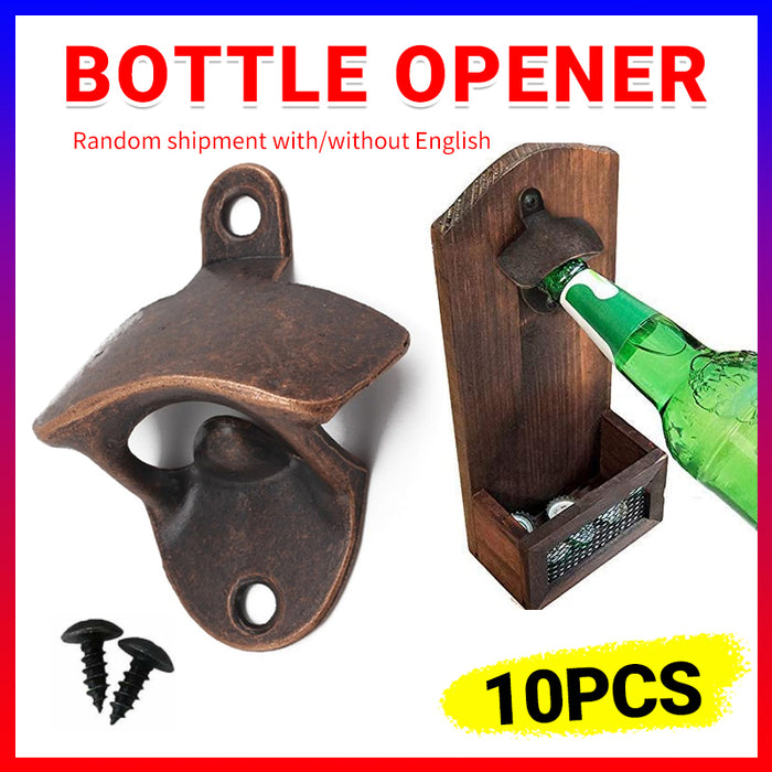 10 Pcs Wall-Mounted Beer Bottle Openers Zinc Alloy Retro
