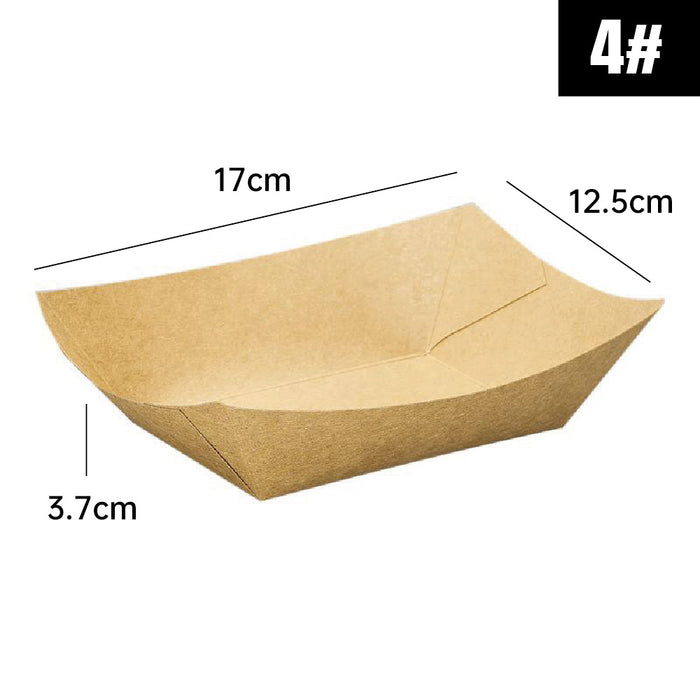Kraft Paper Boat Trays Biodegradable Grease-Resistant Food Serving Trays in 4 Sizes