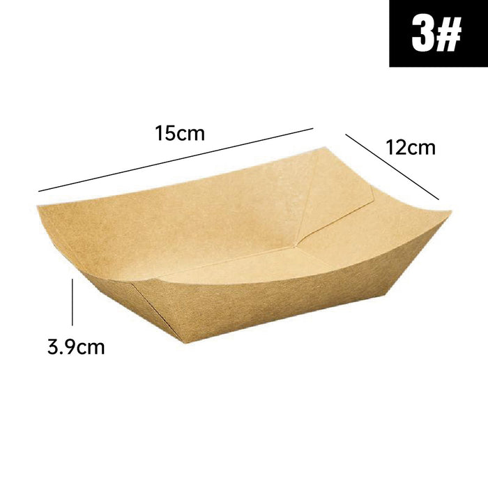 Kraft Paper Boat Trays Biodegradable Grease-Resistant Food Serving Trays in 4 Sizes
