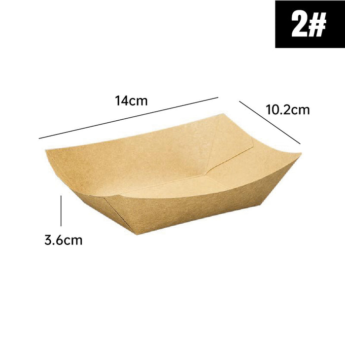 Kraft Paper Boat Trays Biodegradable Grease-Resistant Food Serving Trays in 4 Sizes
