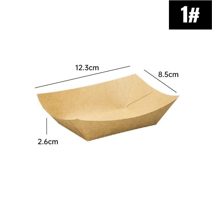 Kraft Paper Boat Trays Biodegradable Grease-Resistant Food Serving Trays in 4 Sizes