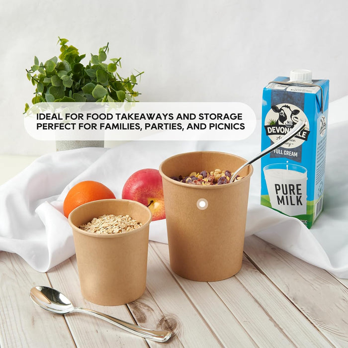 Kraft Paper Soup Bucket with Lid Compostable Heat Resistant