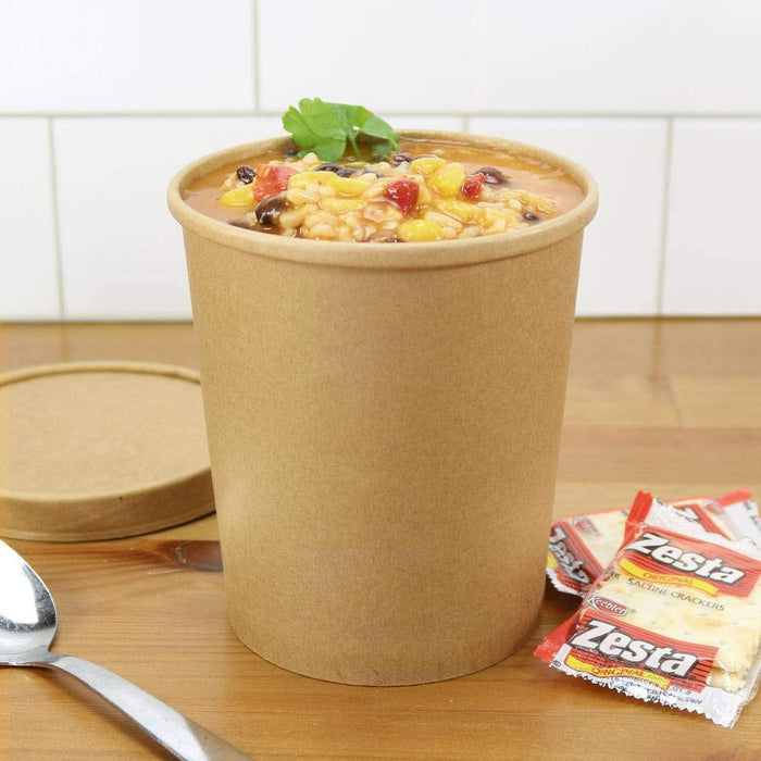 Kraft Paper Soup Bucket with Lid Compostable Heat Resistant