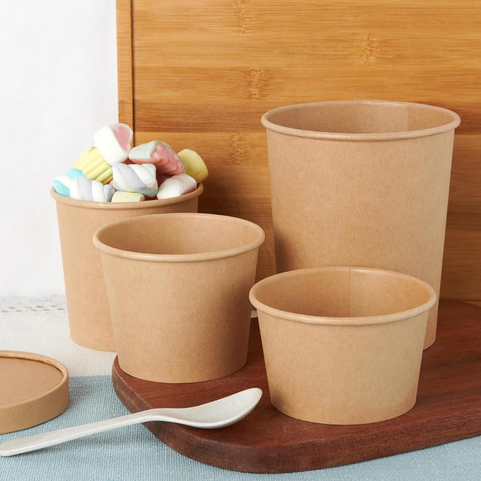 Kraft Paper Soup Bucket with Lid Compostable Heat Resistant