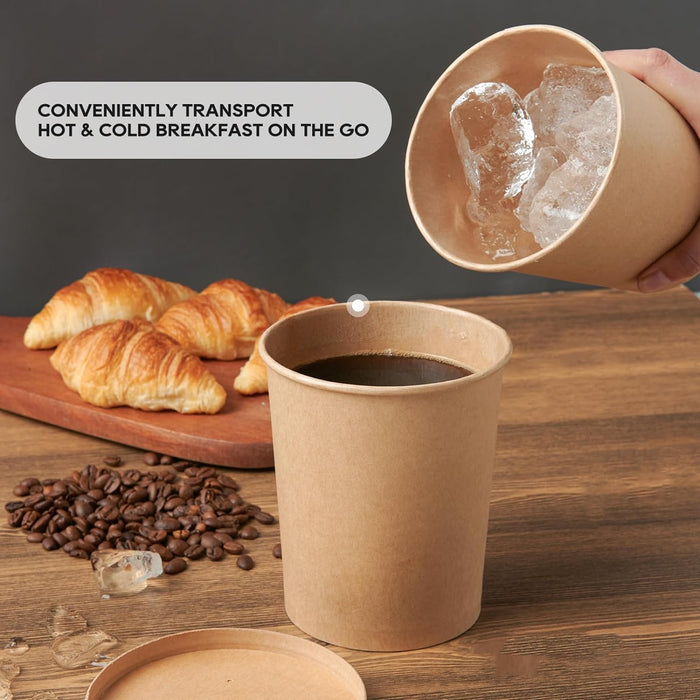 Kraft Paper Soup Bucket with Lid Compostable Heat Resistant