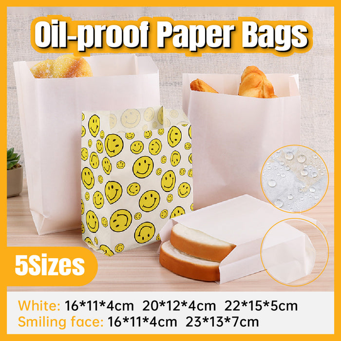 1000 PCS Premium Oil-proof Paper Bag Takeaway Paper Bag for Takeout Supply