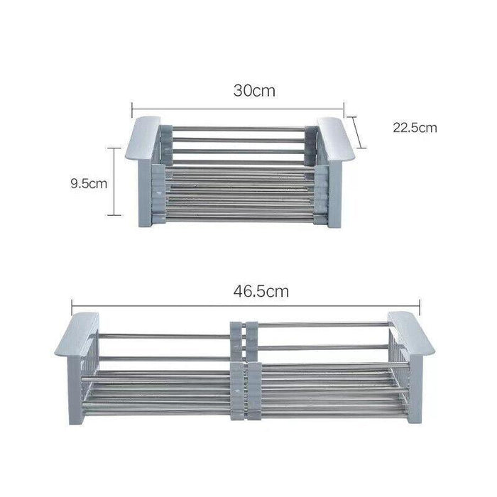 Sink Draining Rack Stainless Steel Roll Up With Silicone Ends