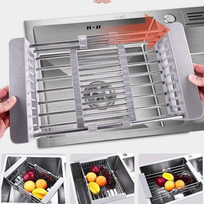 Sink Draining Rack Stainless Steel Roll Up With Silicone Ends