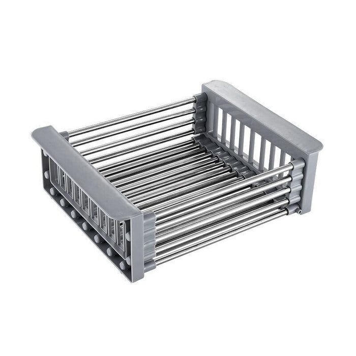 Sink Draining Rack Stainless Steel Roll Up With Silicone Ends