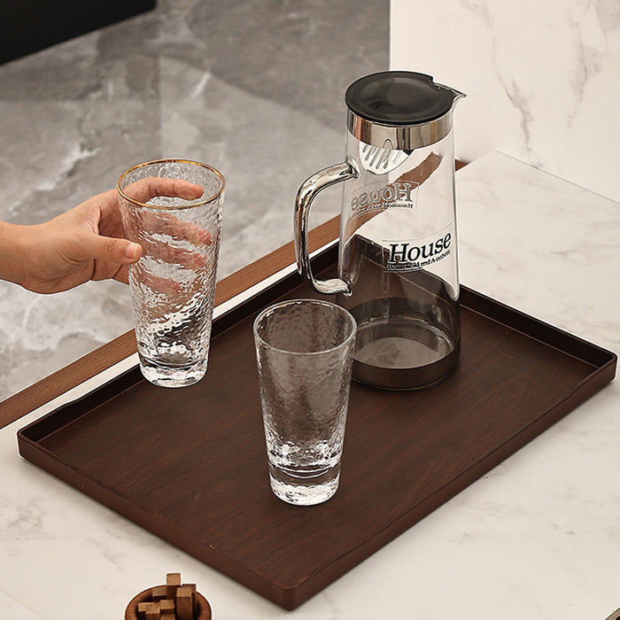 6 Pcs Rectangular ABS Wood Grain Anti-Slip Serving Tray 39.7 x 29.7 cm