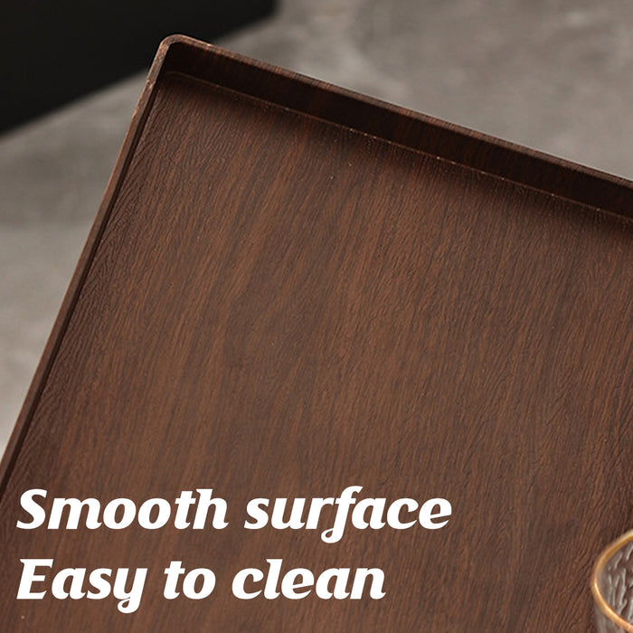 6 Pcs Rectangular ABS Wood Grain Anti-Slip Serving Tray 39.7 x 29.7 cm