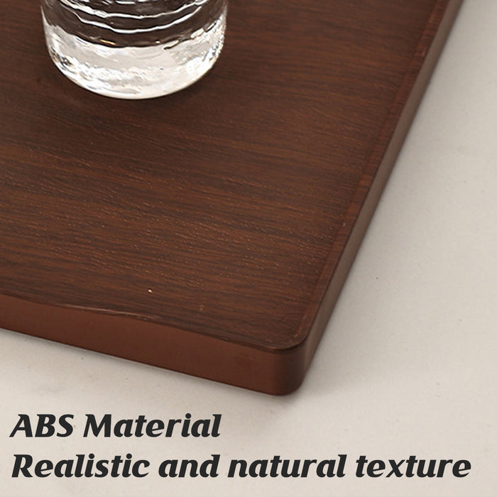 6 Pcs Rectangular ABS Wood Grain Anti-Slip Serving Tray 39.7 x 29.7 cm