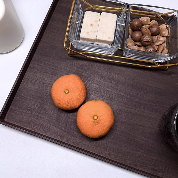 6 Pcs Rectangular ABS Wood Grain Anti-Slip Serving Tray 39.7 x 29.7 cm