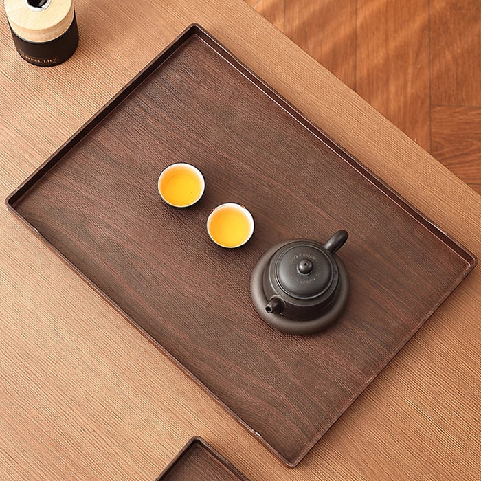6 Pcs Rectangular ABS Wood Grain Anti-Slip Serving Tray 39.7 x 29.7 cm