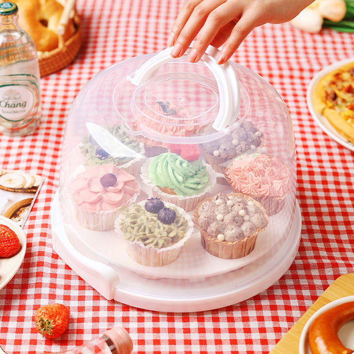 Reusable Plastic Cupcake Carrier Box – Transparent Cake Container with Handle