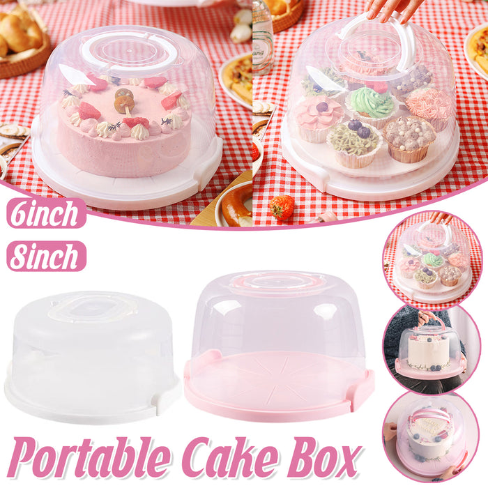 Reusable Plastic Cupcake Carrier Box – Transparent Cake Container with Handle