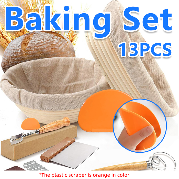 14 Piece Bread Baking Set Rattan Baskets Tool Kit