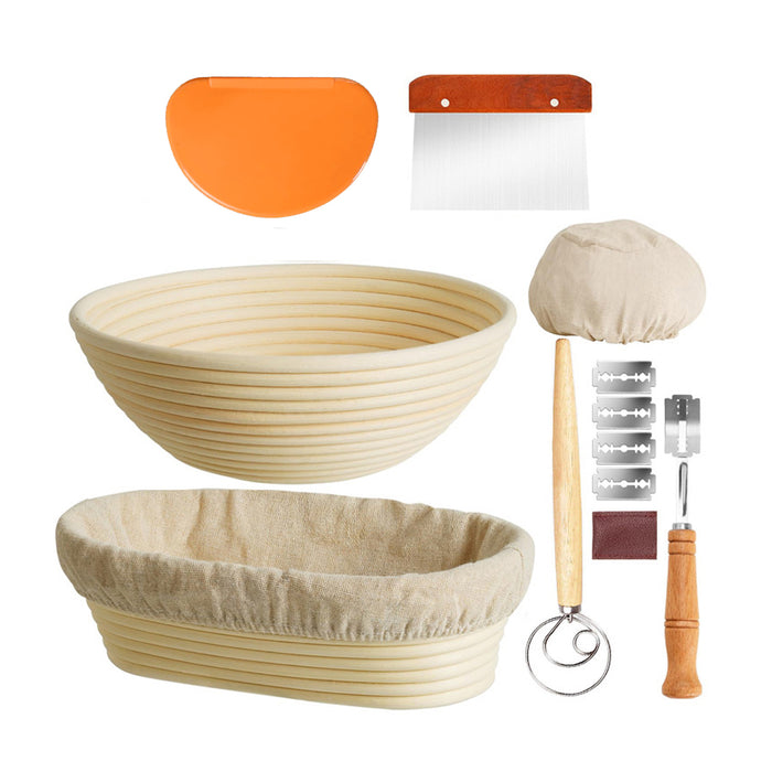 14 Piece Bread Baking Set Rattan Baskets Tool Kit