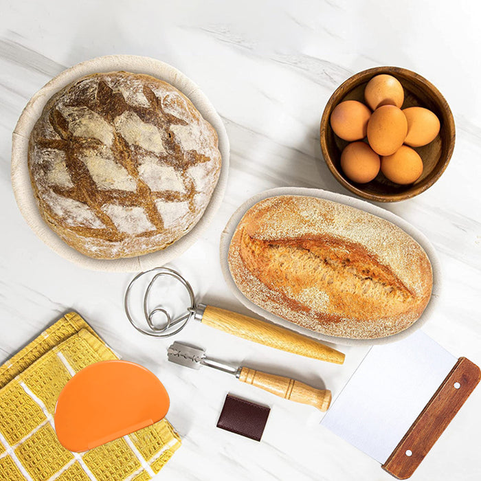 14 Piece Bread Baking Set Rattan Baskets Tool Kit