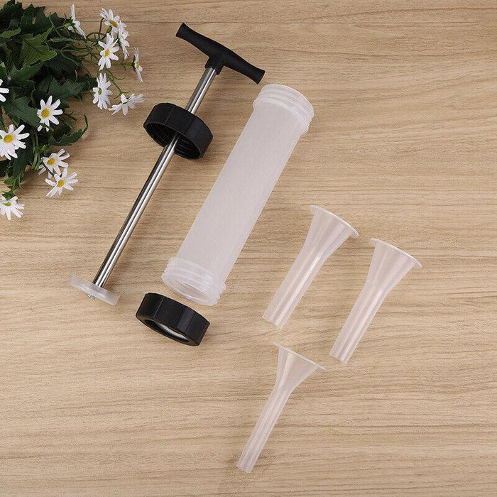 Manual Sausage Stuffer Maker PP Food-Grade Funnel Kit with 3 Nozzles