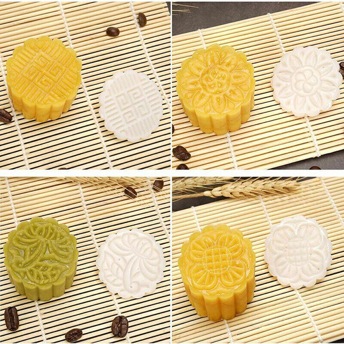 Moon Cake Mold Set with 10 Stamps Plastic Press Mould for Pastry Making