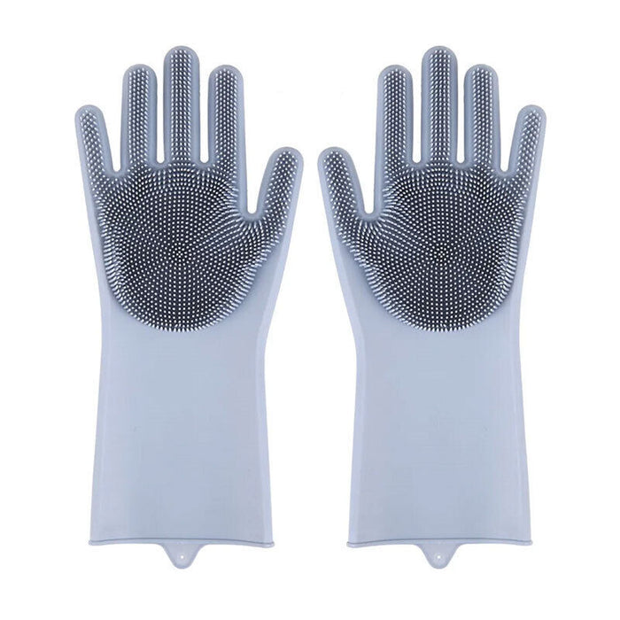 Silicone Dishwashing Gloves with Scrubber for Kitchen Cleaning