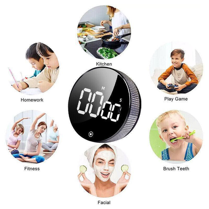 LED Rotary Digital Timer with Large Screen Display, Magnetic Timer