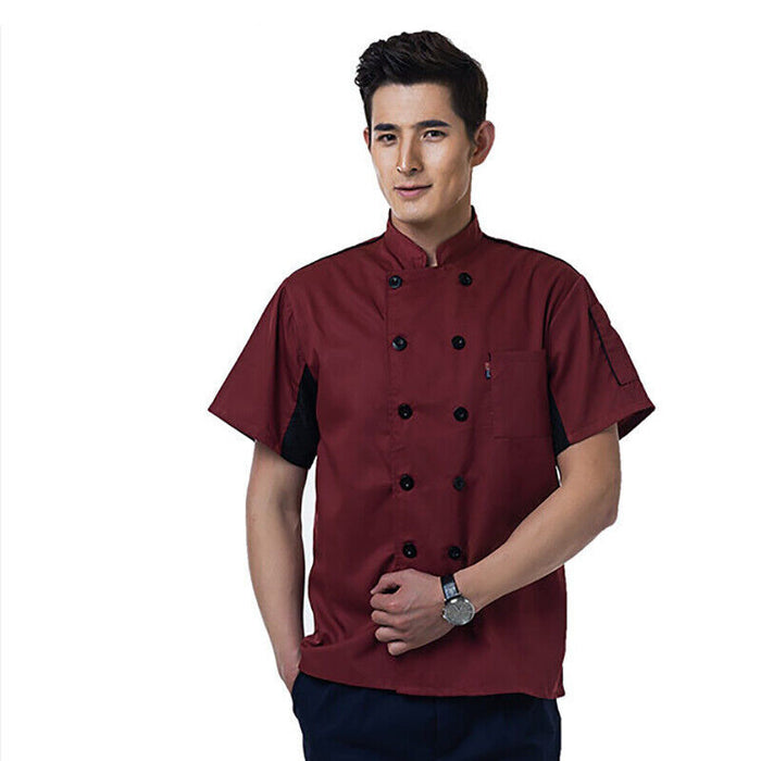 Unisex Mesh Sleeve Chef Coat with Mandarin Collar and Pockets