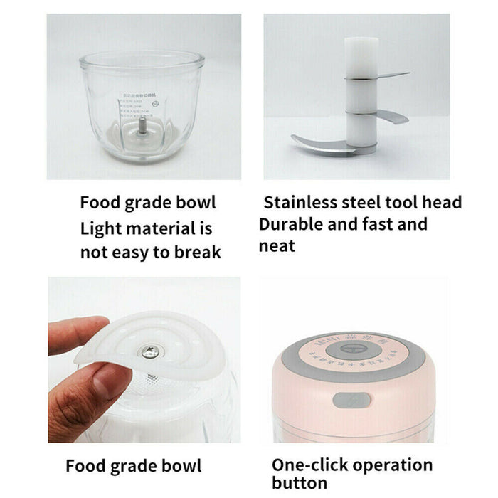 Mini Electric Garlic Chopper,250ml, Rechargeable Food Processor